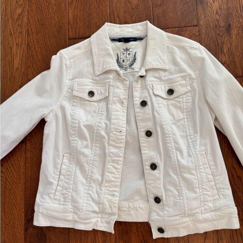 Tommy Hilfiger Cream Jacket with Embroidered Logo